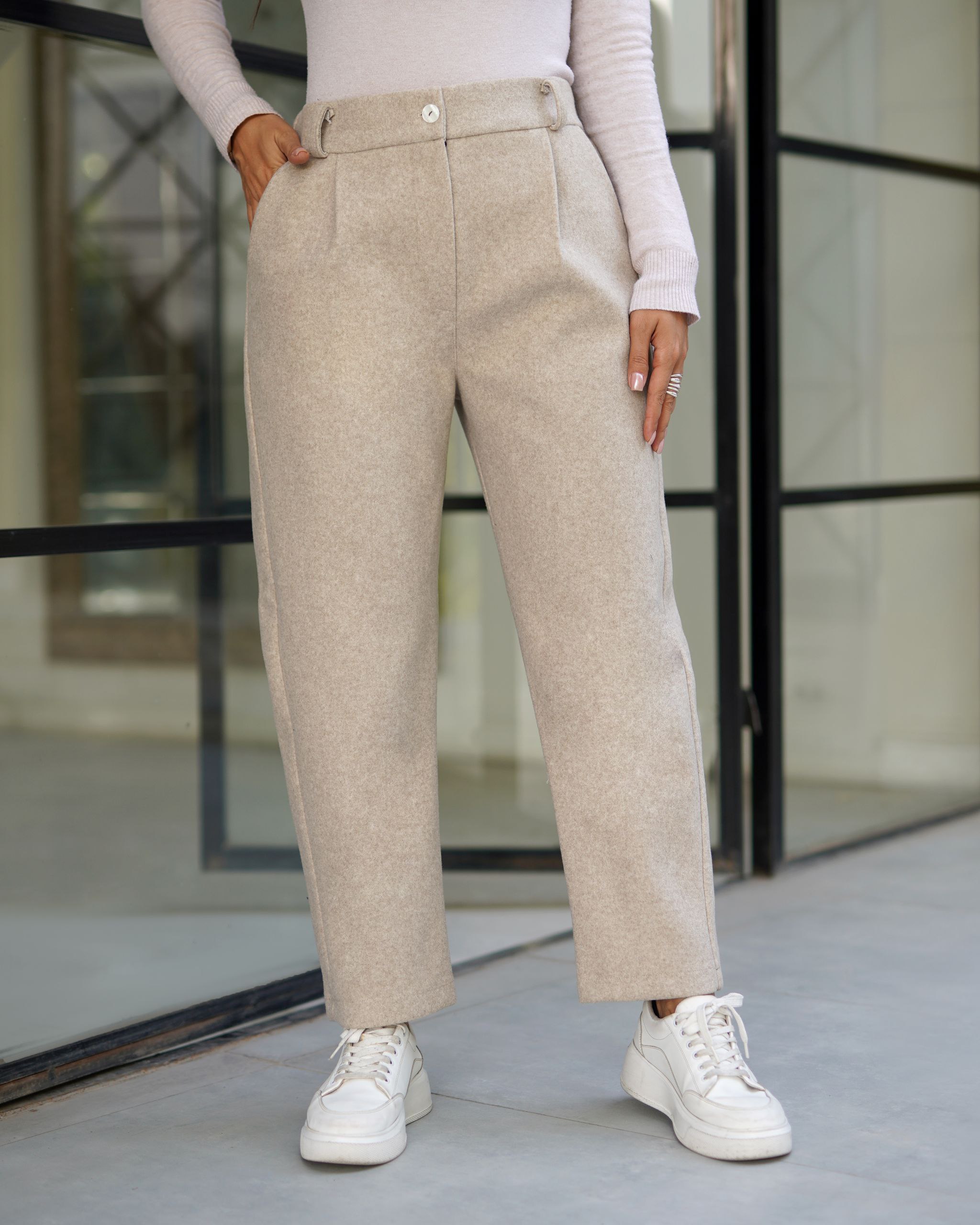 شلوار راسته زنانه فوتر جیب دار کد 782