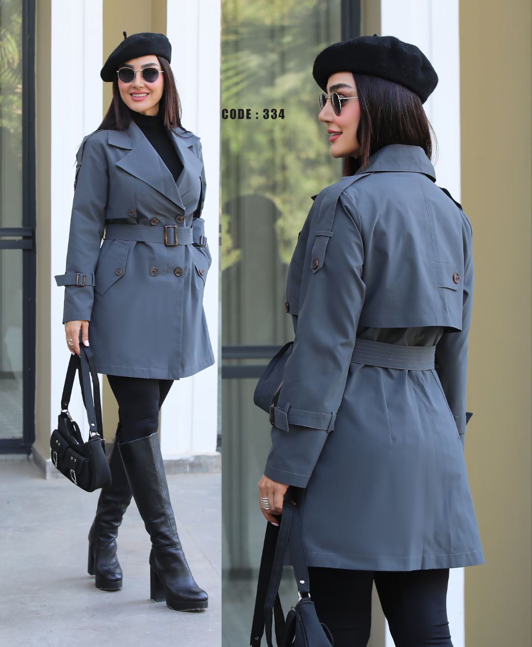 بارونی زنانه آستردار کتان کد 334