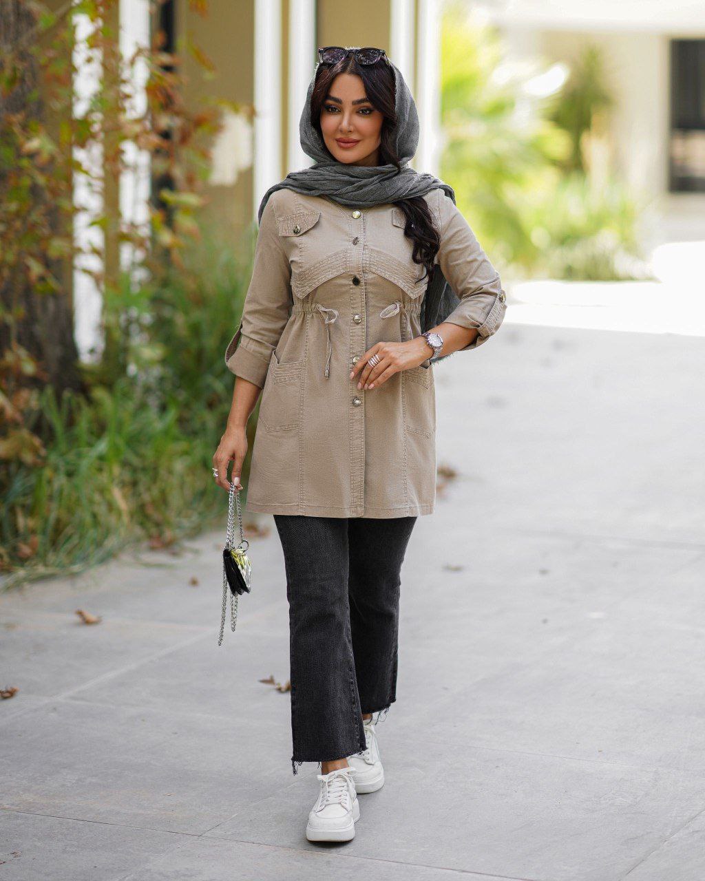 مانتو زنانه یقه ایستاده مدل آرشین کد 768