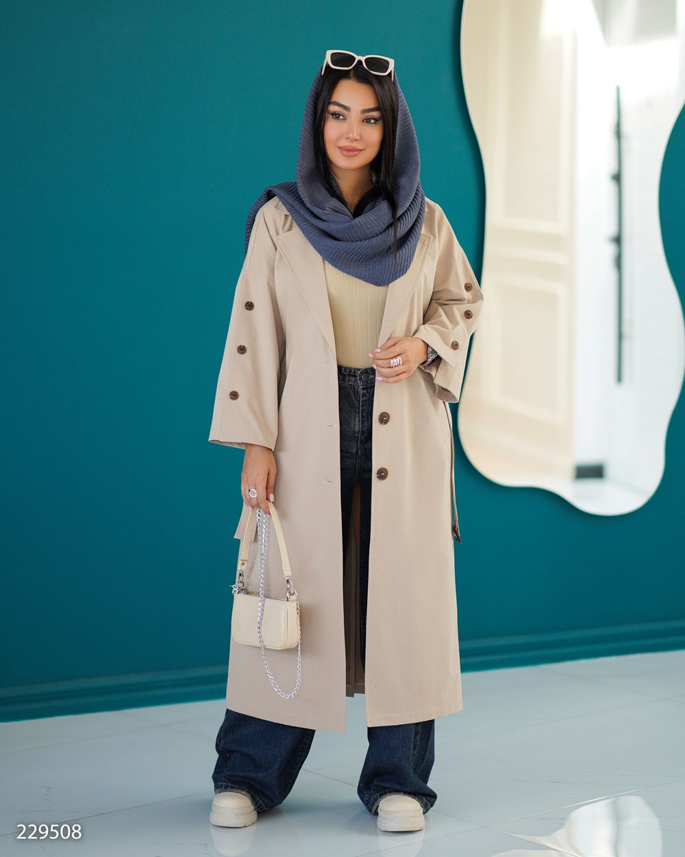 بارانی زنانه کتان مدل آلند کد 2295