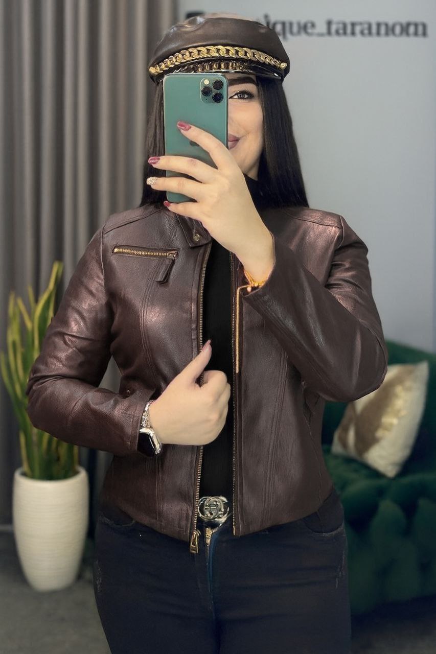 تک کت زنانه چرم مدل چکامه کد 1001