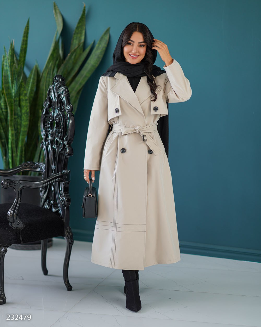 بارانی زنانه کتان مدل ژوبین کد 2324