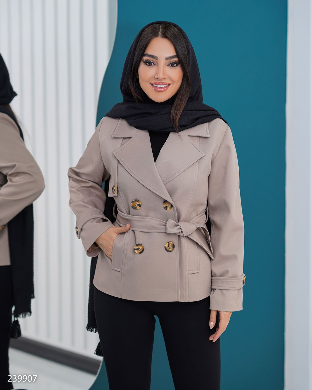 بارانی کوتاه زنانه مدل آژوان کد 2399