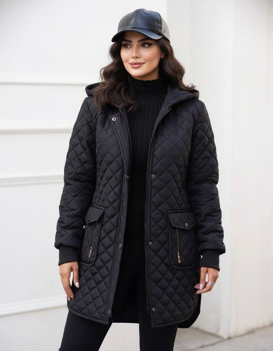 کاپشن زنانه کلاهدار مدل سلنا کد 117