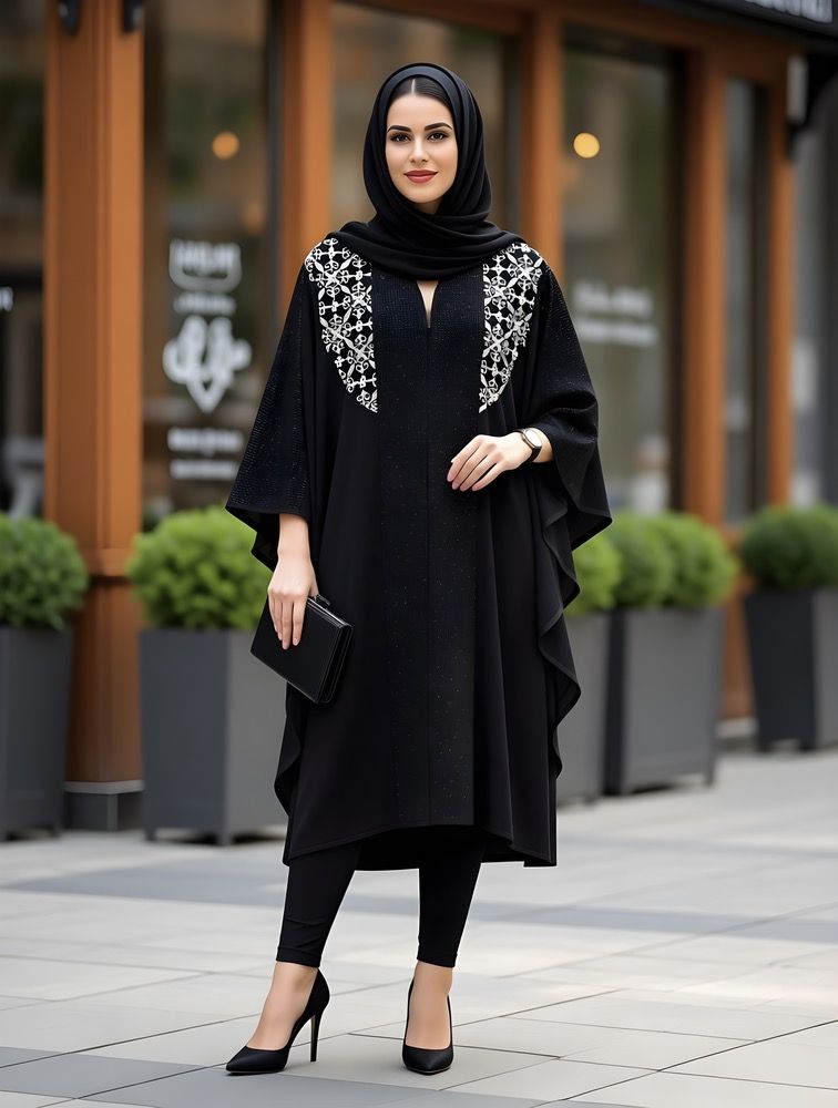 مانتو پانچ زنانه کرپ حریر کد 0408