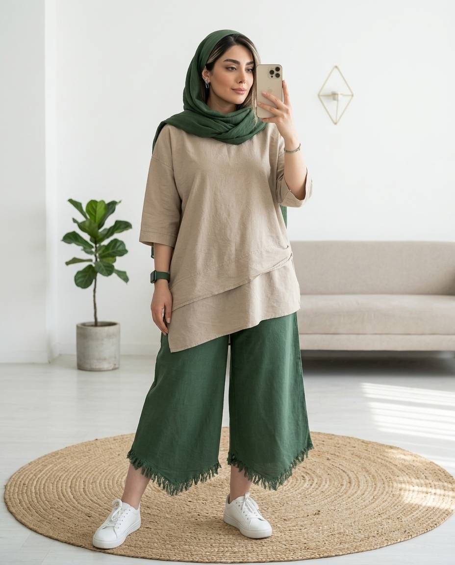 شلوار زنانه الیاف طبیعی کد 3215