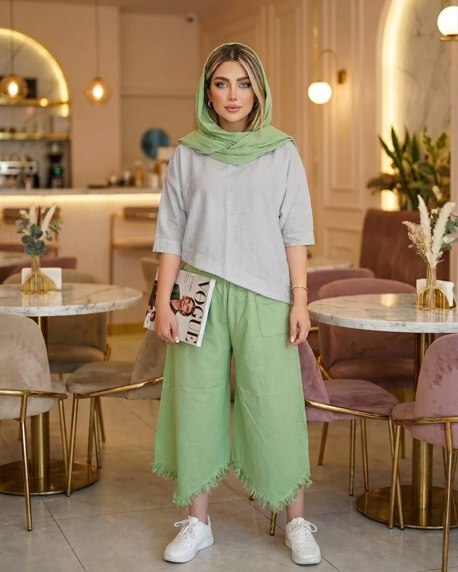 شلوار زنانه الیاف طبیعی کد 3217