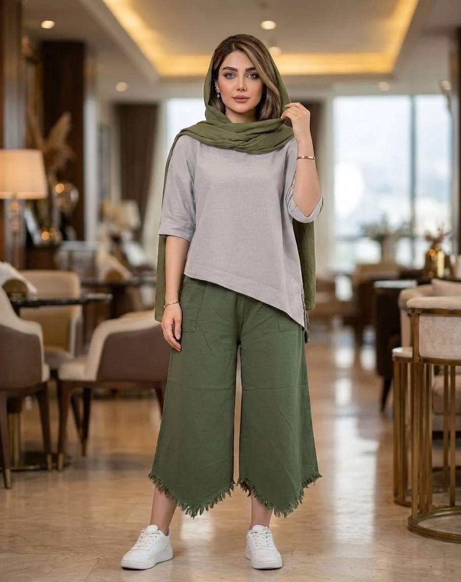 سه تیکه زنانه رویه شلوار شال کد 3217