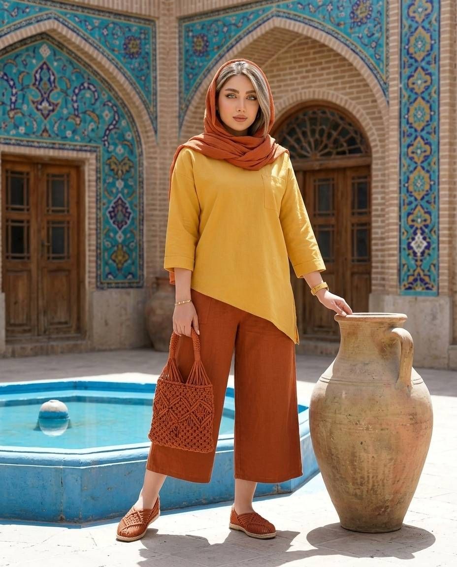 سه تکه زنانه رویه شلوار شال کد 3227