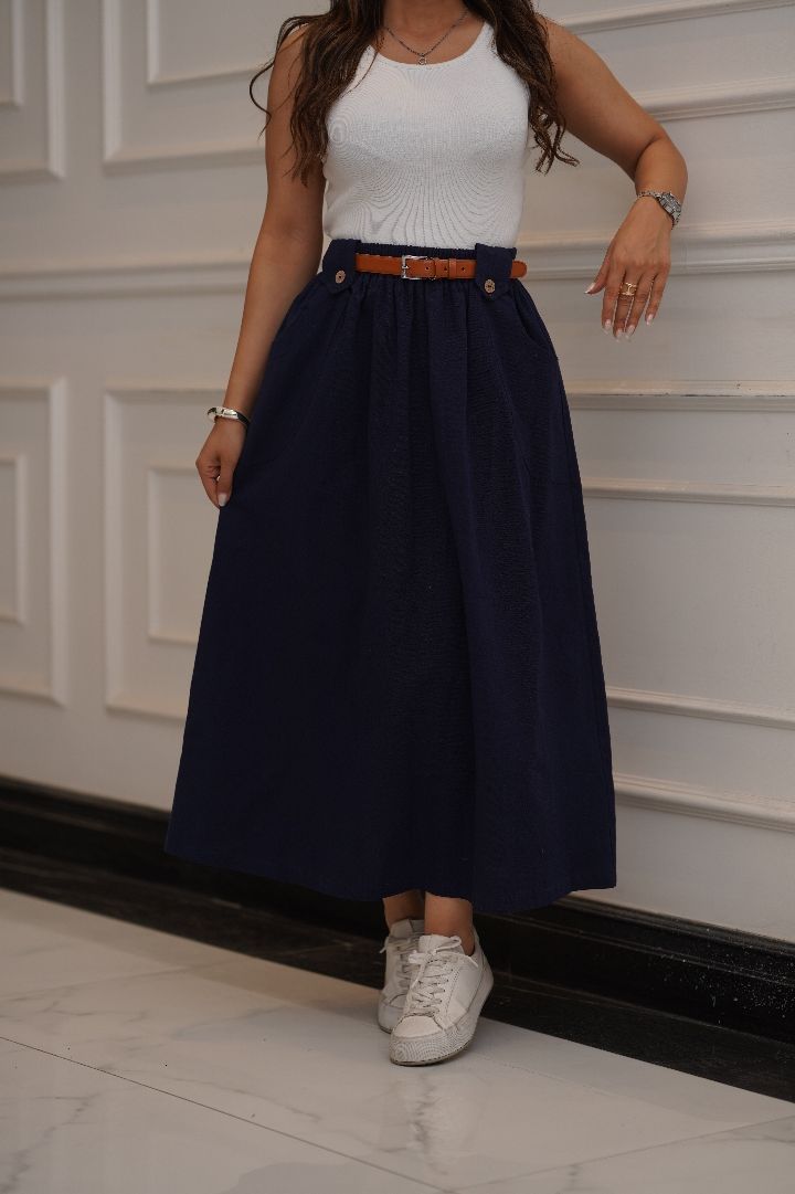 دامن زنانه مدل دکمه چوبی کد 354