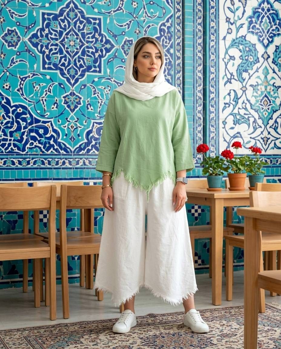 شومیز زنانه الیاف طبیعی کد 3242