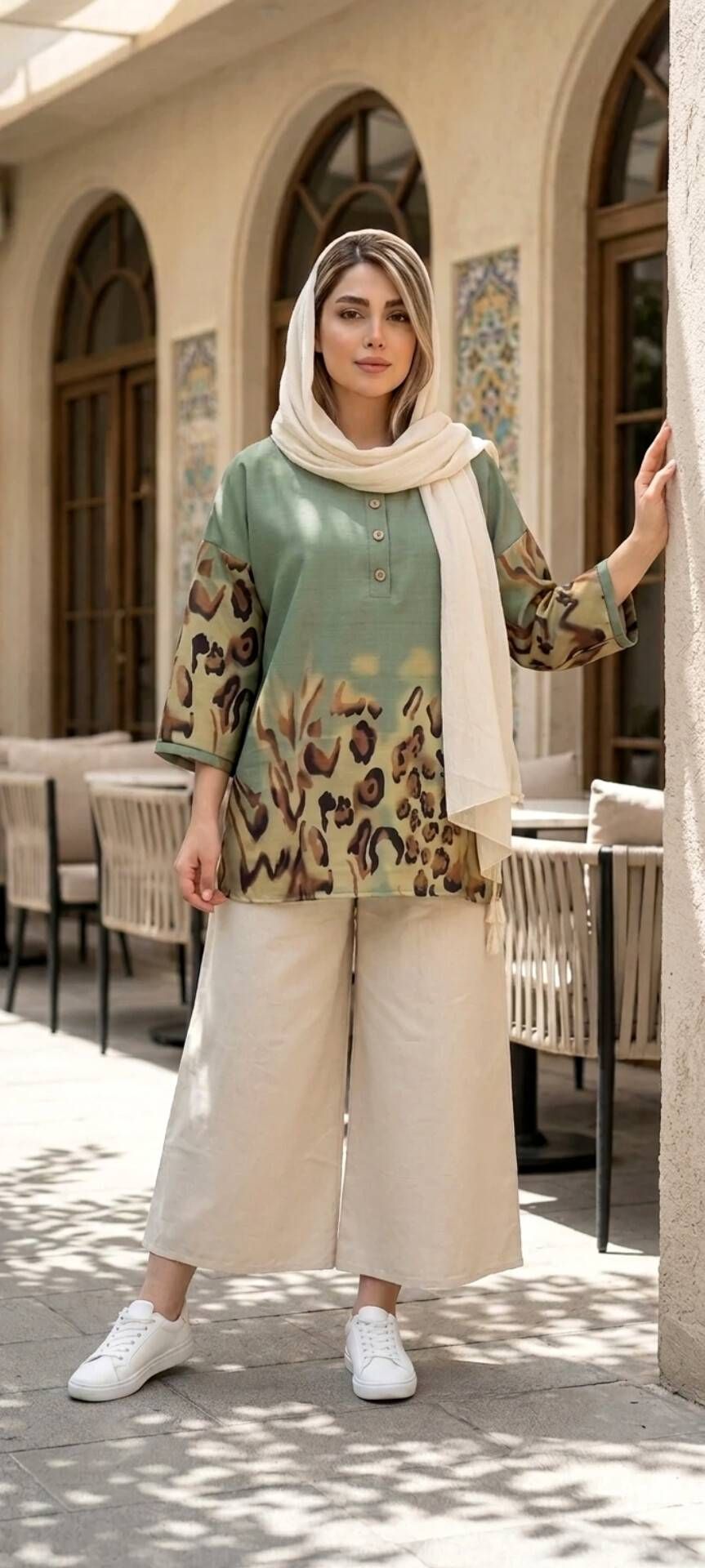 ست زنانه مانتو شلوار دو‌نخ کد 3249