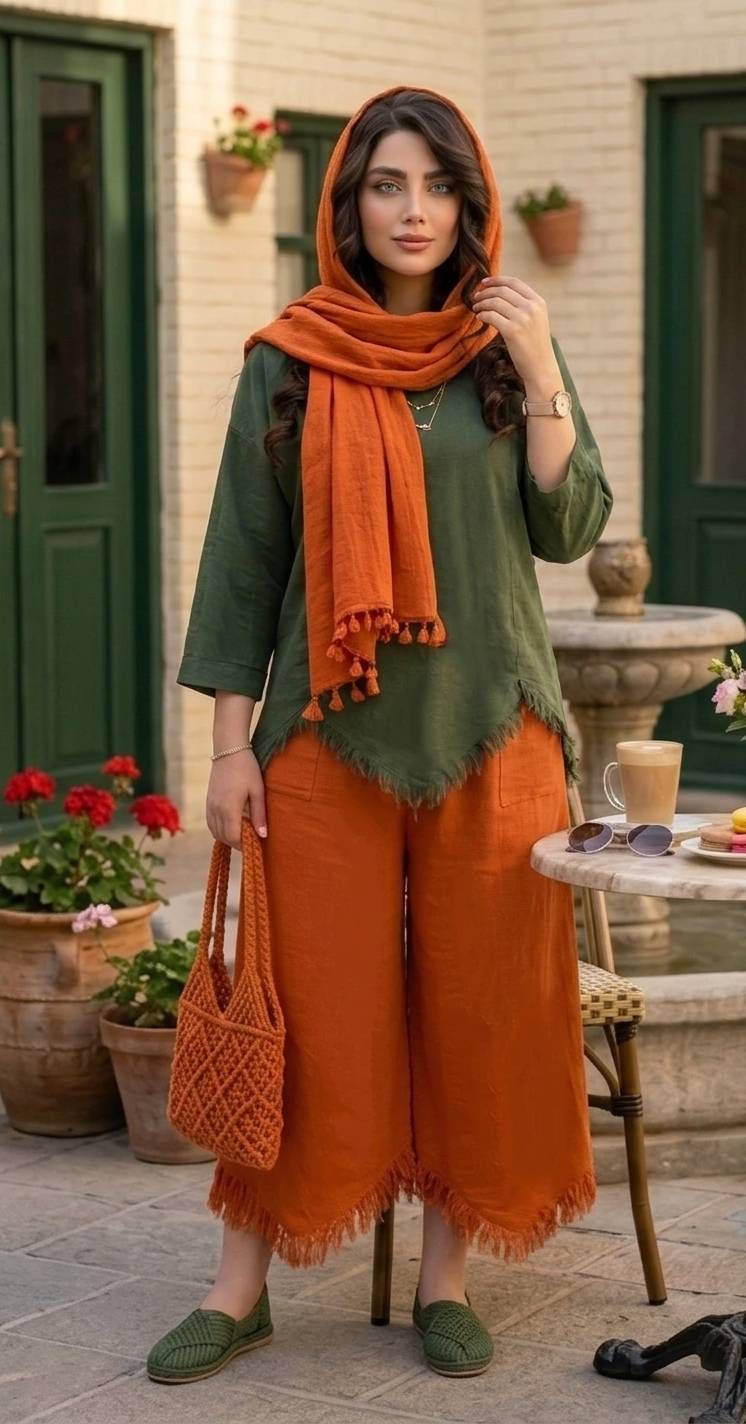 ست سه تکه زنانه رویه شلوار شال کد 3242