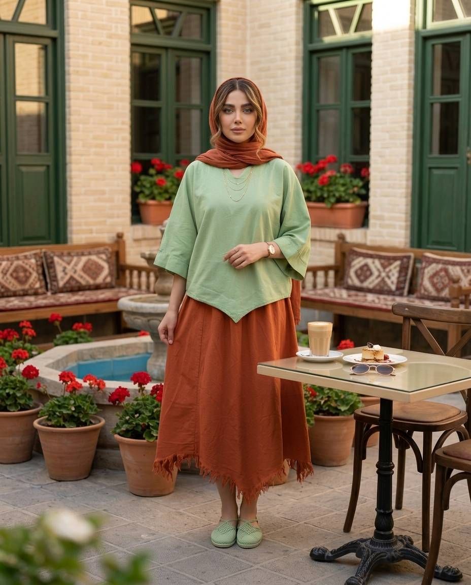 دو تکه زنانه رویه دامن الیاف کد 3259