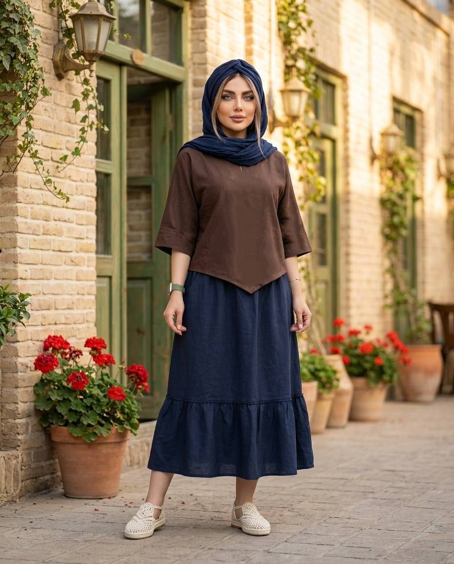 سه تکه زنانه رویه دامن شال کد 3199