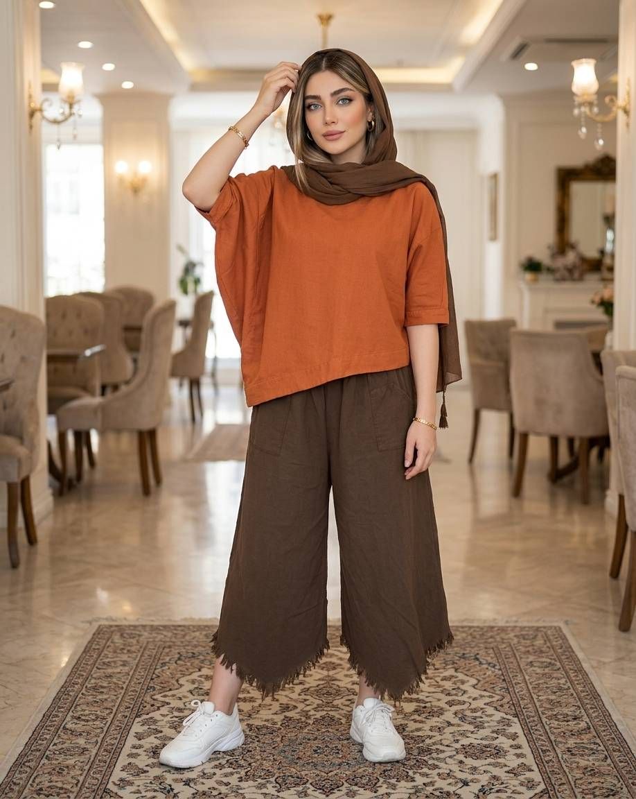 سه تکه زنانه رویه شلوار شال کد 3271