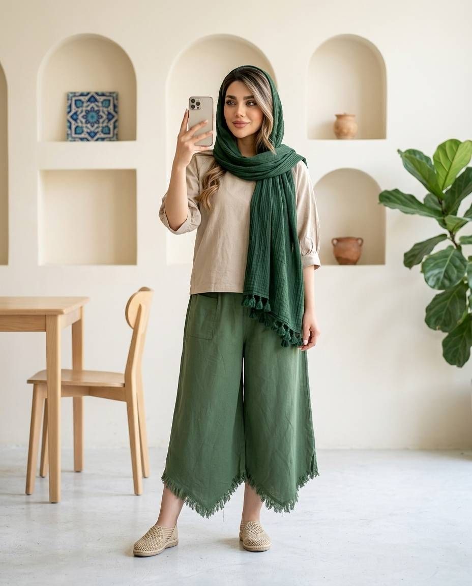 دو تکه زنانه رویه شلوار الیاف کد 3260