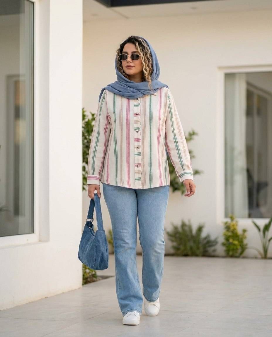 شومیز زنانه یقه مردانه مدل ژینا کد 120