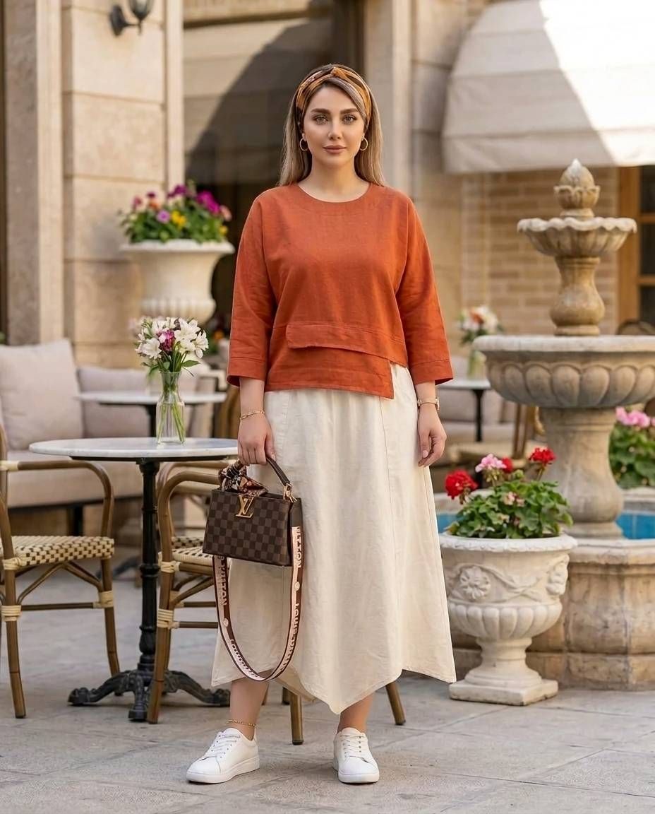 شومیز تک زنانه الیاف طبیعی کد 3283