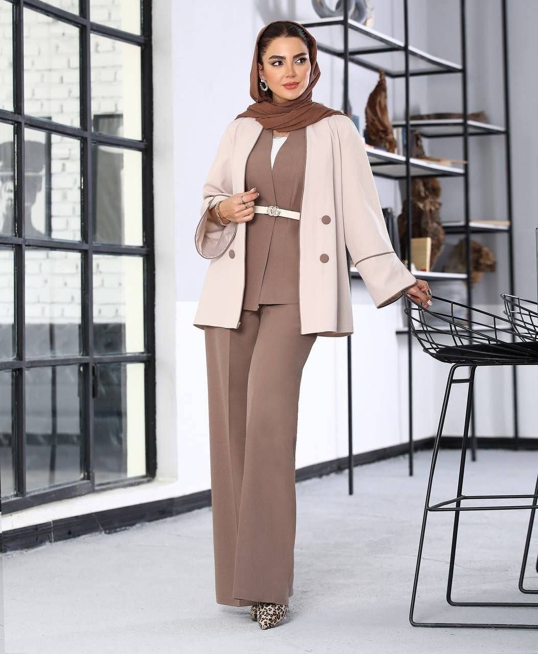 ست زنانه کت و شلوار و ژیله مدل بهارا کد 2359