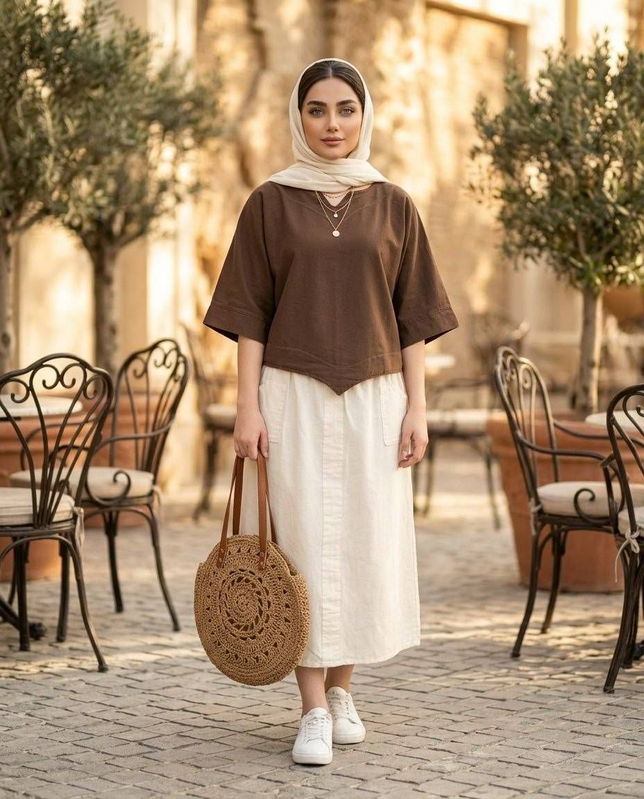 دامن زنانه الیاف طبیعی مدل رزا کد 3297