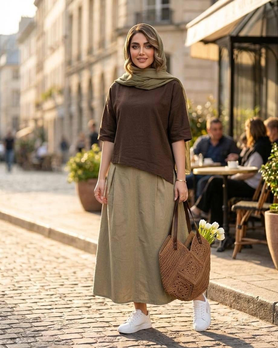 دو تکه زنانه رویه و دامن الیاف کد 3299