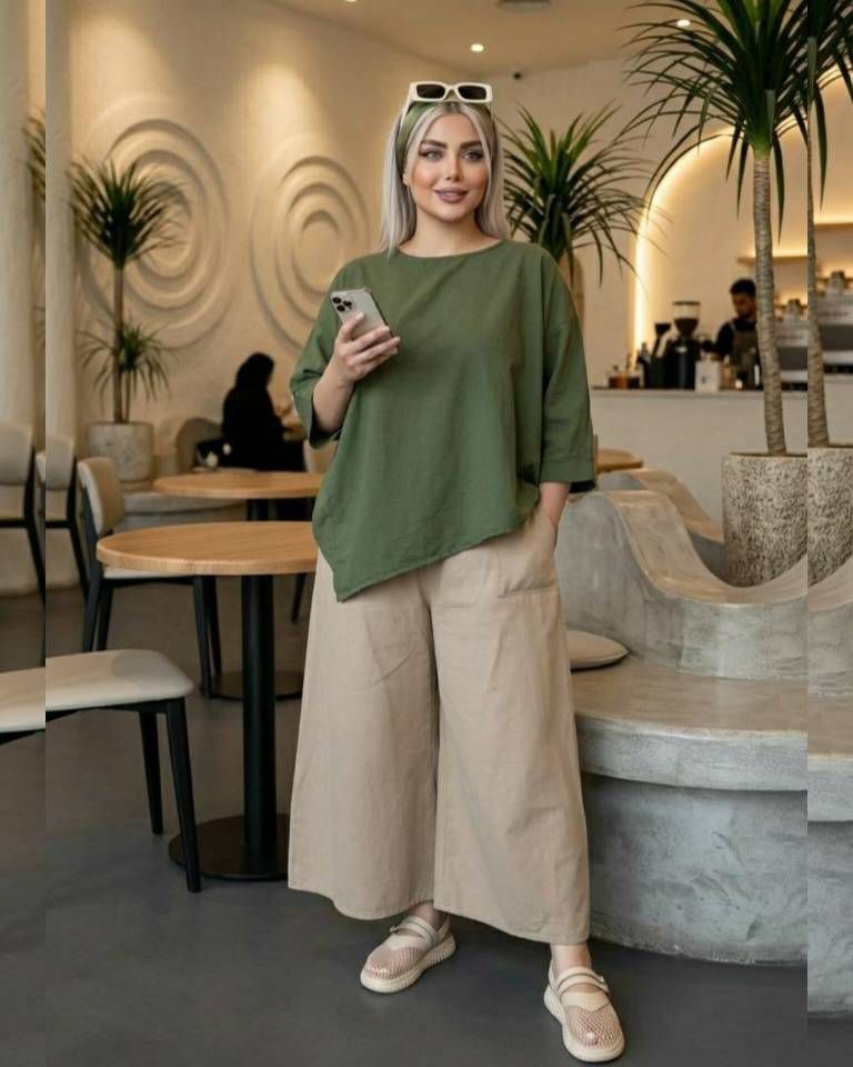 دو تیکه زنانه شومیز و شلوار الیاف طبیعی مدل ستاره کد 3302