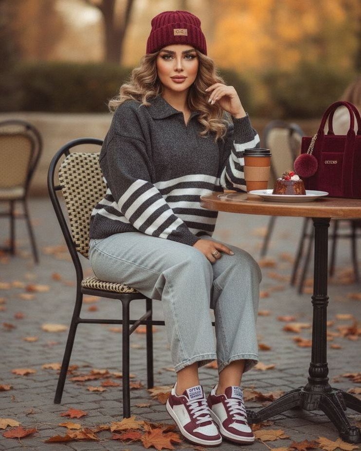 پولیور بافت زنانه راه راه ( دلینا ) کد 3334